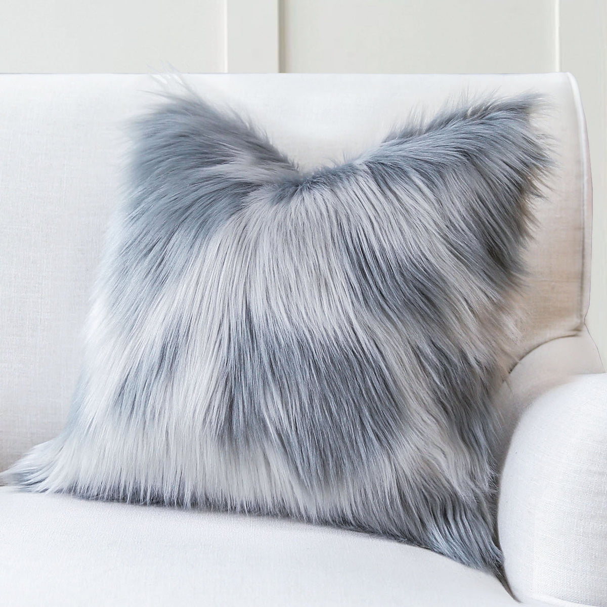 Grey fluffy online pillow