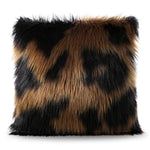 Brown Milky Cow Faux Fur Cushion Cover 18 x 18 inch