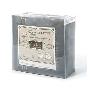 Bed Sheet Set ET Collection 1800 Embroidery Thread Series Grey